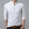 Men's Business Casual Polo Long Sleeve T-shirt Summer Comfortable and Breathable Solid Top