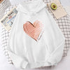 Fashion Valentine's Day Heart & Love Print Hoodies For Women Winter Autumn Casual Hooded Sweatshirts Valentines Hoodies Pullover