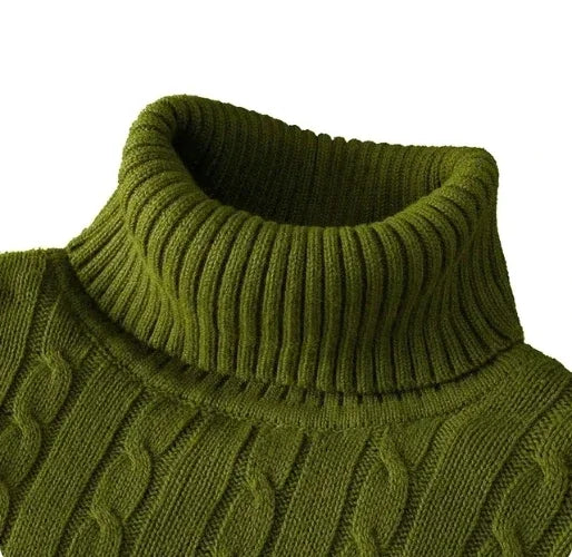 High Neck Solid Color Pullover Knitted