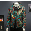 Minglu Hooded Allover Printed Men's Jackets Luxury Hooded Sport Casual Spring Autumn Zipper Male Coats Fashion Man Overcoat 4XL