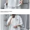 Men's Sports Suit Korean High Street Fashion T-shirt Shorts Two-piece Set Men Retro Neck Top Designer Clothes Men