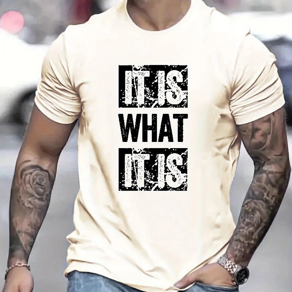 Men's T Shirt Creative Letter Printed Short Sleeve T-shirts Breathable O-Neck Fitness Menwear Men's Top Clothing