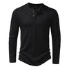 Autumn New Men's Cotton Button Long Sleeve  Henley Neck T-Shirt Casual Solid Color Breathable Versatile Fashion Slim T-Shirts