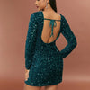 D&M Sexy Backless Bodycon Dress Long Sleeve Sequins Elegant Party Dresses Women Mini Dresses