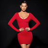 Solid Color Bodycon Dress For Women V-neck Vestidos De Mujer Backless Sexi Night Dress Hot Club Outfits Long Sleeve Streetwear