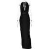 Elegant Halter V Neck Backless Dresses for Women Black Sleeveless Bodycon Long Dress Club Party Evening Prom Gown Cocktail Gold