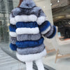 Maomaokong Real Fur Coat Winter Women Silver Fox Fur Luxury Warm Thick Furry Fox Fur Coat Long Natural Fur Jackets