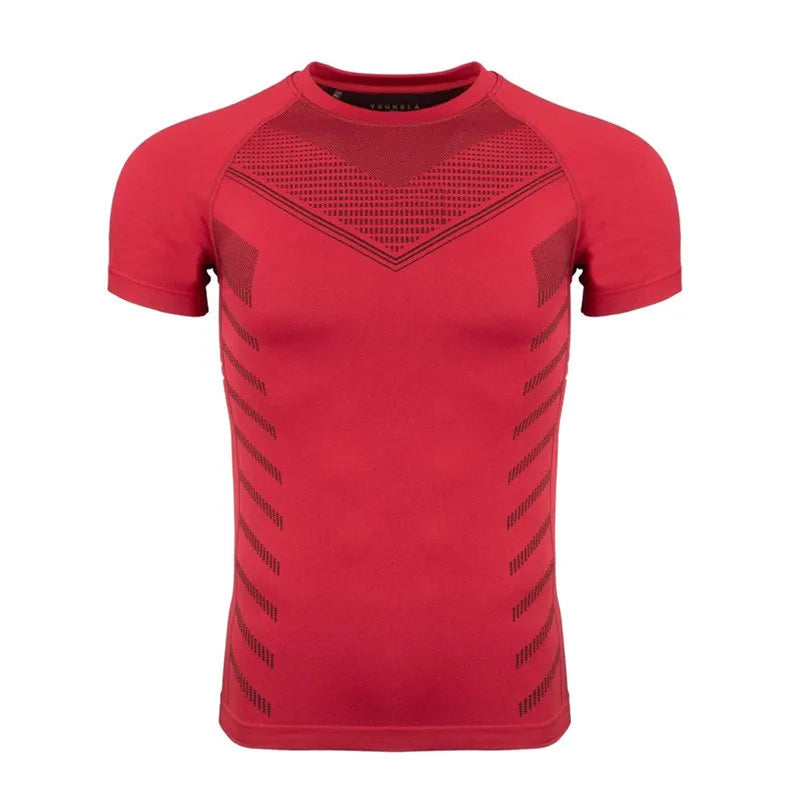 Summer New Men's T-Shirts Sports Fitness Quick Drying Breathable High Elasticity Tight Clothing Gym Running Training Clothes