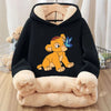 Mufasa Lion King Baby Sweatshirt Thickened Fleece Hoodie Boys Child's Anime Long Sleeve Winter Warm Cashmere Hooded Tops Clothes