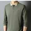 Lapel Long-sleeved Polo Shirt Fashion Embroidery Men's Casual Loose Breathable Polo T-shirt