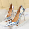 Women High Heels Blue Green Valentine Pumps Luxury Glossy Stiletto Wedding Bridal Nightclub Fashion Simple Solid Color 1829-2