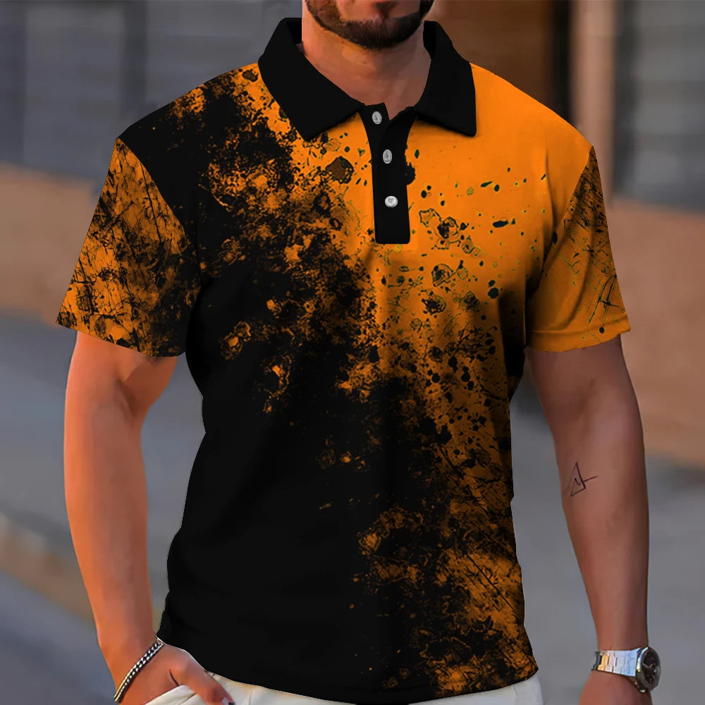 Men's Polo Shirt Fashion Stitching Color T Shirt Casual Tops Summer Short Sleeve Sport Wear Oversized Polo Shirts Man Clothes