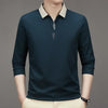 Men's Long Sleeve Turn-down Collar Waffle T-shirt Business Casual Polo Shirt Tee