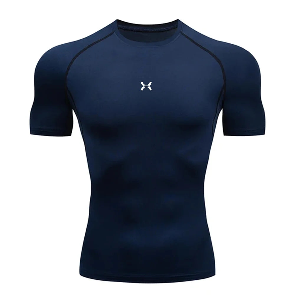 Running Men Compression Shirt Black Gym Top Sports Quick Dry Breathable Sportswear Workout Bodybuilding Short Sleeve T-Shirts