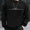 Men's autumn and winter fashionable casual loose and simple letter printed fleece pullover round neck long sleeved sweatshirt