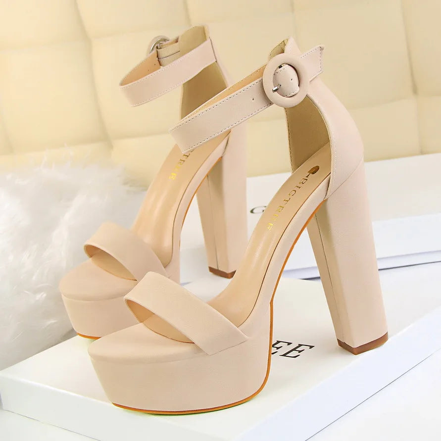 Summer Sandals Ladies Party Banquet Pumps 13.5CM Platform Valentine Strap Quality Shoes Women High Heels Sexy Size 34-43