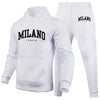 Men's Luxury Hoodie Set Milano Print Sweatshirt Sweatpant for Male Hooded Tops Jogging Trousers Suit Casual Streetwear Tracksuit