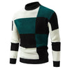 New Autumn and Winter Knitted Sweater Round Neck Warm Color Blocked Pullover Sweater Men