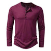 Autumn New Men's Cotton Button Long Sleeve  Henley Neck T-Shirt Casual Solid Color Breathable Versatile Fashion Slim T-Shirts