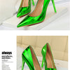 Women High Heels Blue Green Valentine Pumps Luxury Glossy Stiletto Wedding Bridal Nightclub Fashion Simple Solid Color 1829-2