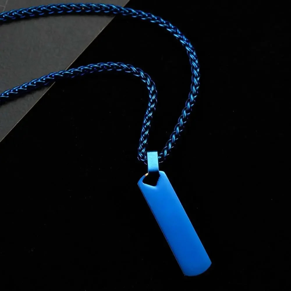 Simple Trendy Clavicle Chain Men Rectangle Bar Geometric Pendant Necklace Fashion Jewelry Decoration Accessories