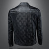 Minglu Jacquard Black Men's Jackets High Quality Solid Color Turn Down Collar Autumn Winter Male Coats Man Outerwear 5XL