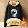 Women's Long Sleeved Cartoon Dolphin Print Hooded Sweater With h Hoodie Sweater Dresses for Women Long Cotton Hoodie