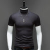 Fashion Men's Summer Korean Style Plus Size Harajuku T-Shirt Short Sleeve High Neck Turtleneck Slim Fit Luxury Clothing Male