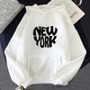 New York Print Hoodies Men Women Spring Autumn Loose Fleece Sweatshirts Harajuku Hooded Tops Sport Clothing