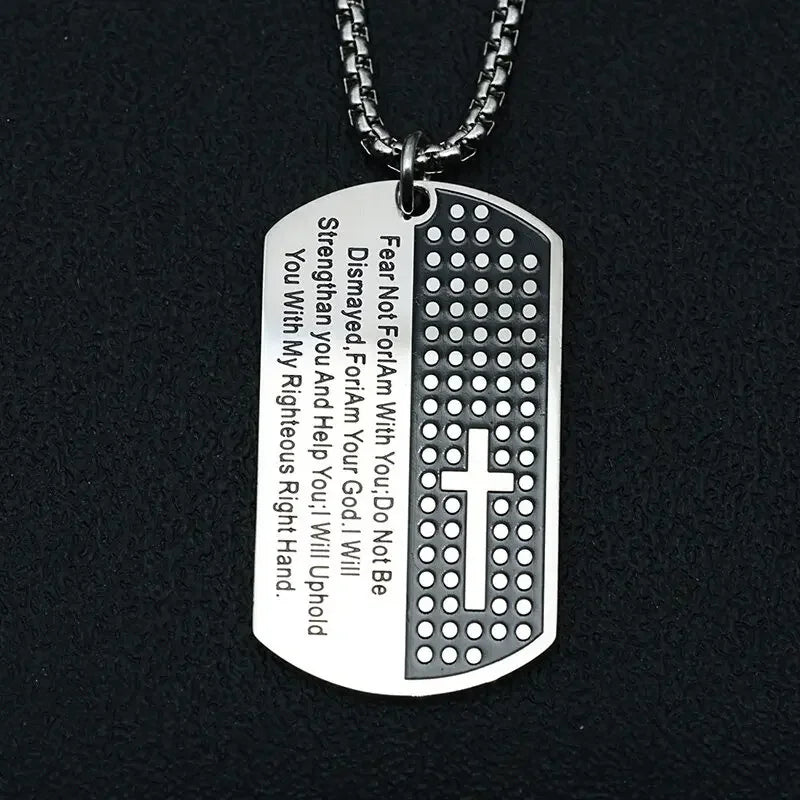 Hip Hop Military Style Stainless Steel Dog Tag Pendant Necklace for Men Women Gold Plated Personalized Id Card Name Jewelry