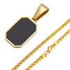 Stylish Mens Geometric Square Necklaces,Black Enamel Rectangle Pendant with Rope Box Chain Collar,Trendy Jewelry Gifts