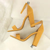 Women Purple Yellow Classic Gladiator Strappy Summer Seaside Sandles Lady 9.5cm Block Square Heels Platform Sandals Prom Shoes