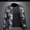 Minglu Stand Collar Men's Jackets High Quality Long Sleeve Floral Jacquard Zipper Casual Male Coats Fashion Man Outerwear 5XL