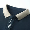 Men's Long Sleeve Turn-down Collar Waffle T-shirt Business Casual Polo Shirt Tee