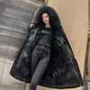 Winter Warm Coat Fox Fur Jacket 2023 New Hooded Black Imitation Fur Woman Parkas Mulher Parkas Women's Jacket Red Fur Coats