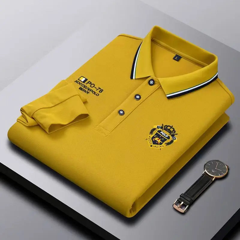 Embroidered Pure Cotton Hot Selling Men's Polo Shirt New Autumn And Winter Long Sleeved Breathable Casual Slim Fit Top 4xl