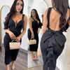 European V Neck Strap Solid Bodycon Dress Summer Casual Female Party Sexy Dresses Vestidos