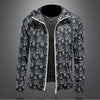 Minglu Spring Autumn Hooded Men's Jackets Luxury Geometry Allover Printed Zipper Sport Casual Male Coats Plus Size 5XL