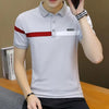 Men's Summer Casual Cotton Polo Shirt Fashion Slim Comfortable Versatile Streetwear Top Lapel Spliced Short Sleeve T-shirt