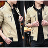 Thin Men's Jacket Korean Style Fashion Stand Collar Spring Autumn Cargo Jacket Coat