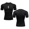 Summer Running T-Shirt Men Short Sleeve Compression Shirt Gym Sports Top White & Black Quick Dry Breathable MMA Fitness Clothing