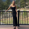 Sexy Spaghetti Strap Black Long Dress Y2k Sleeveless Solid Skinny Bodycon Trumpet Maxi Vestidos