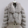 FURHYCFOX Hot sales Fashion New Women's Winter Warm Natural Fur Jackets Lady Luxry Crop Coat Turn-down Collar Fox Fur Coats