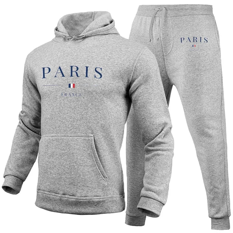 Men's hoodie set Paris Printed sweatshirt Sweatpants 2-piece men's hoodie jogging pants set casual street sportswear