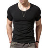 Men Slim Fit T-shirt Stylish Men's V-neck Slim Fit Sport T-shirt Lightweight Elastic Versatile Summer Top for Wear Homewear