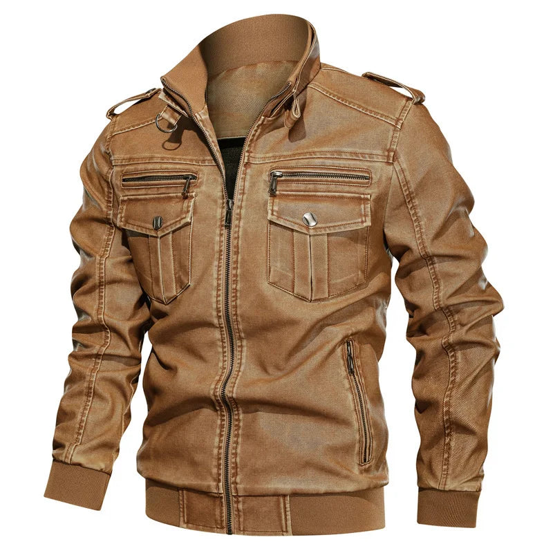 Retro Moto Pu Leather Jacket Large Size Loose Multi-pocket Men Leather Racing Jacket Off-road Jacket Denim Mesh Racing Suit 6XL