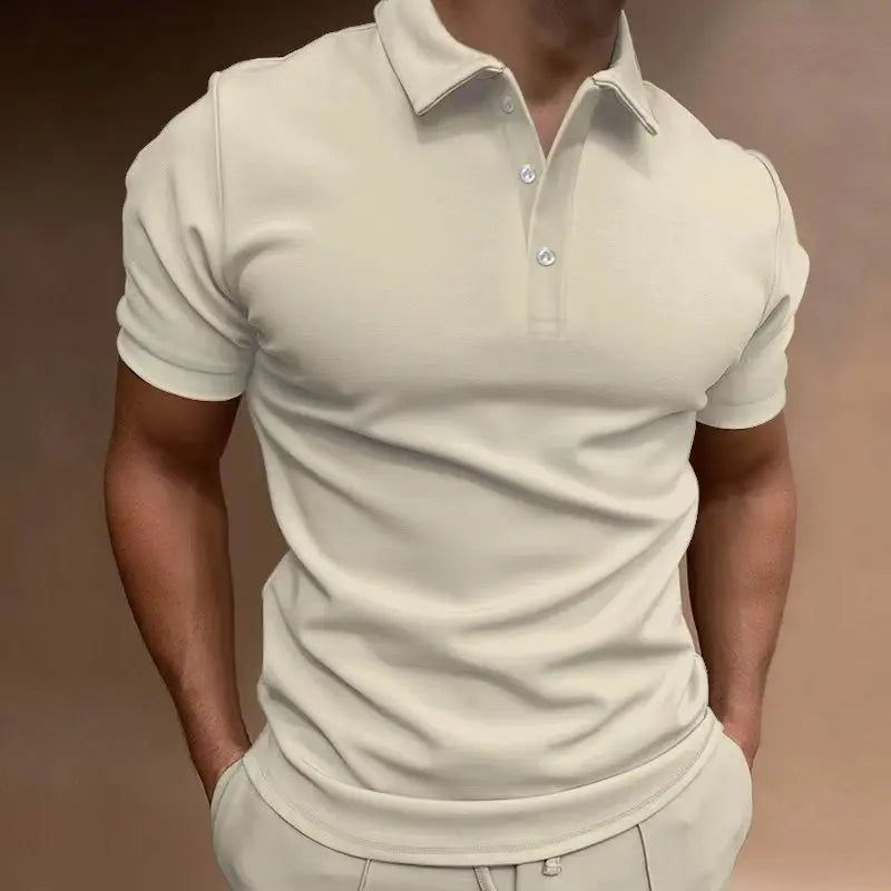 New Spring Men's POLO Shirt Short Sleeve Solid Color Fashion Breathable Leisure Shopping Simple High-Quality Top T-Shirt