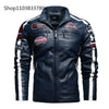 Autumn Winter Fleece Men's Motorcycle Leather Jacket Embroidery Racing Coat Windbreaker Outwear Faux Leather Biker Jacket