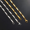 1 Piece 3mm Thickness Gold and Silver Color Military Bamboo Necklace Stainless Steel Chain for Men Women Jewelry