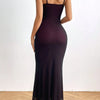 Stylish elegant women's dress strapless halter backless mesh patchwork ruffled sexy women's dress